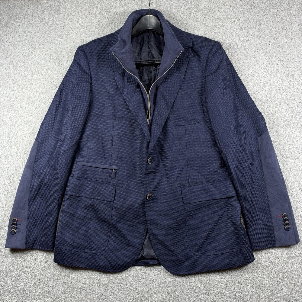 Robert Graham Men's Blue Jacket Wool Cashmere Uptown Woven Blazer Size 42
